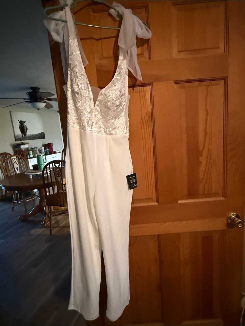 Lulu's White Lace Bodice Wedding Jumpsuit